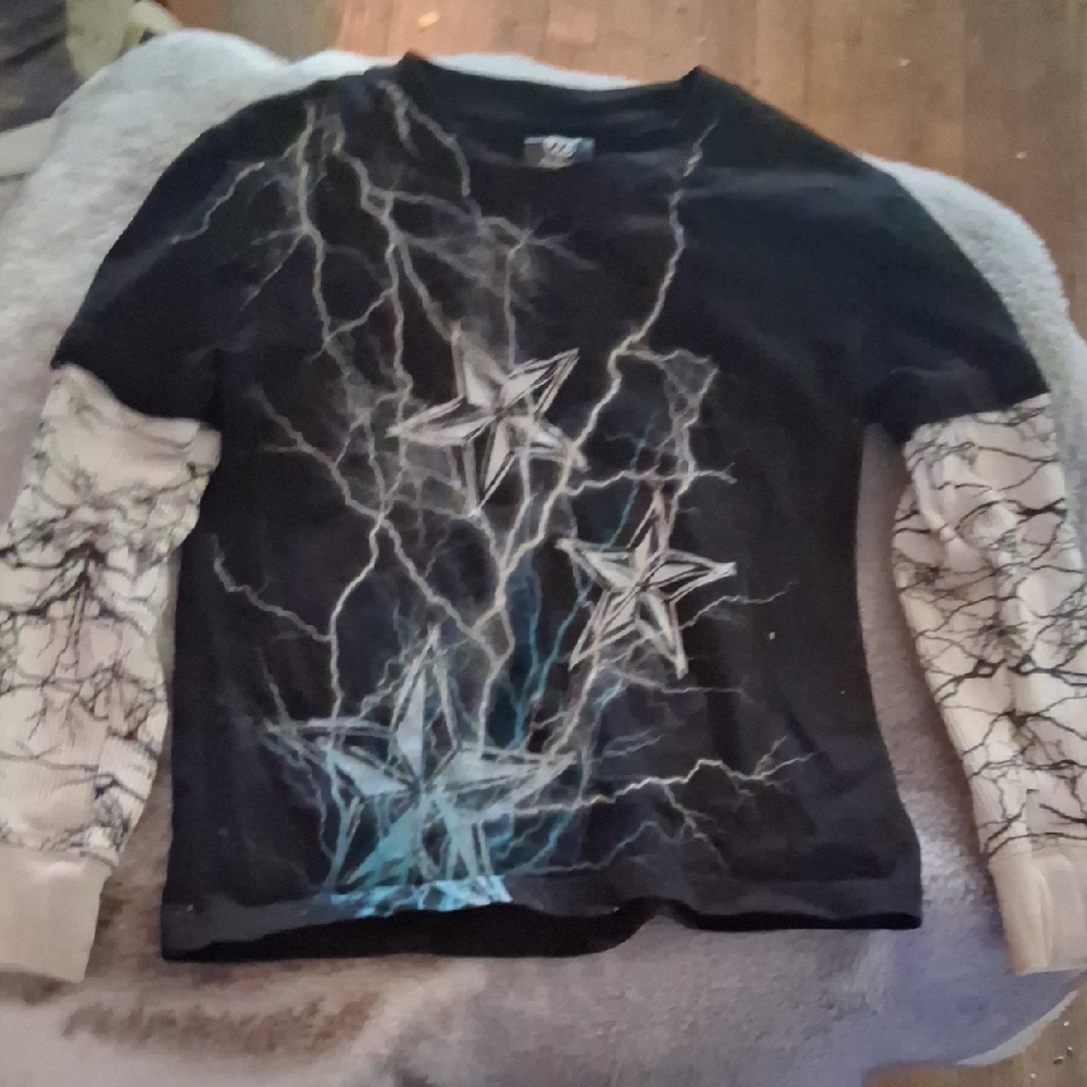 Hybrid Apparel Black and White Lightning Star Tee